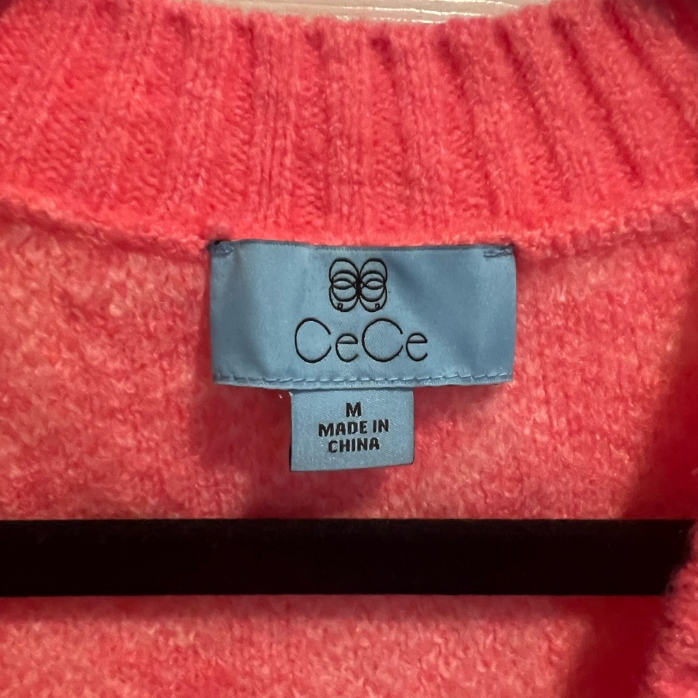 CeCe Coral Houndstooth Cardigan- brand new with tags - Picture 3 of 3